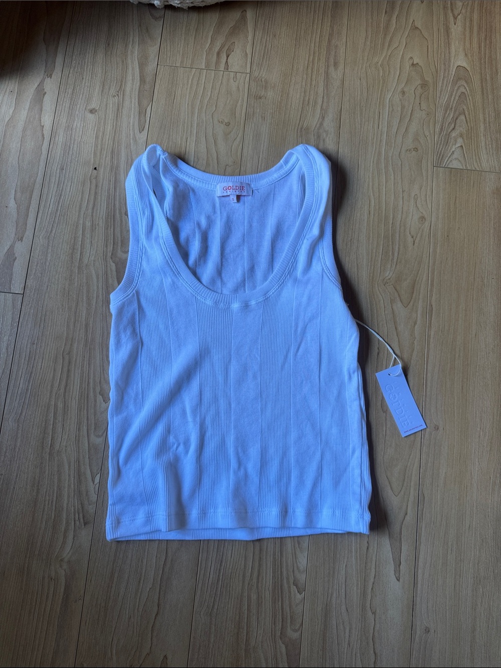Goldie White Rib-Knit Scoop Tank